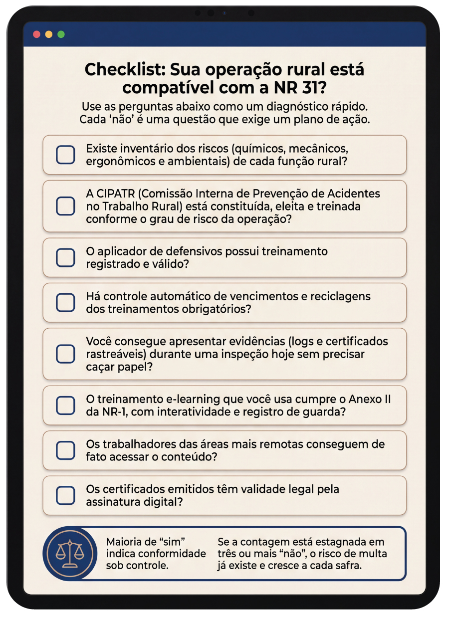 Checklist: sua operação rural está em conformidade com a NR 31